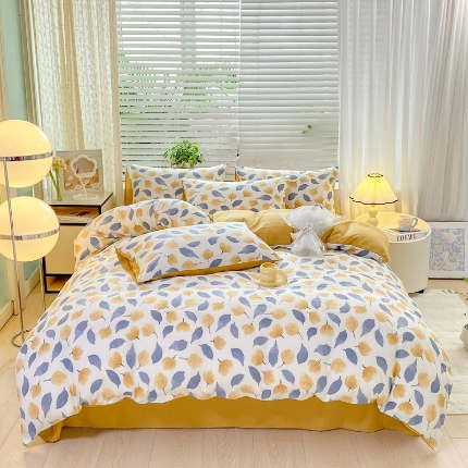 91家纺网 家纺一手货源 找家纺 （总）红日子 2024新款水洗棉麻双层纱四件套