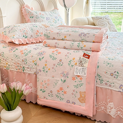 91家纺网 家纺一手货源 找家纺 2025春夏A类母婴级泡泡纱床盖款夏被四件套泡泡棉小竺棉双层纱棉麻纯棉全棉夏被四件套纯棉全棉夏被四件套