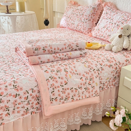 91家纺网 家纺一手货源 找家纺 （总）2025新品A类双层纱棉麻床盖款夏被四件套泡泡纱小竺棉纯棉全棉磨毛水洗棉床盖款夏被四件套