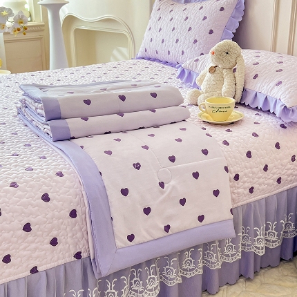 91家纺网 家纺一手货源 找家纺 （总）2025新品A类双层纱棉麻床盖款夏被四件套泡泡纱小竺棉纯棉全棉磨毛水洗棉床盖款夏被四件套