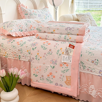 91家纺网 家纺一手货源 找家纺 （总）2025新品A类双层纱棉麻床盖款夏被四件套泡泡纱小竺棉纯棉全棉磨毛水洗棉床盖款夏被四件套