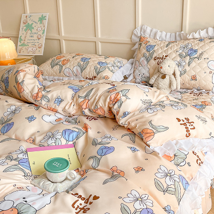 91家纺网 家纺一手货源 找家纺 （总）薇梦蚊帐 2025新款磨毛印花床盖四件套