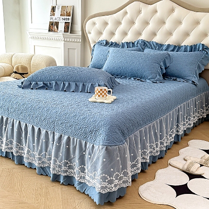 91家纺网 家纺一手货源 找家纺 2024漫布云A类母婴级双层纱棉麻单床盖三件套小竺棉泡泡棉泡泡纱单床盖三件套纯棉全棉水洗棉床盖三件套