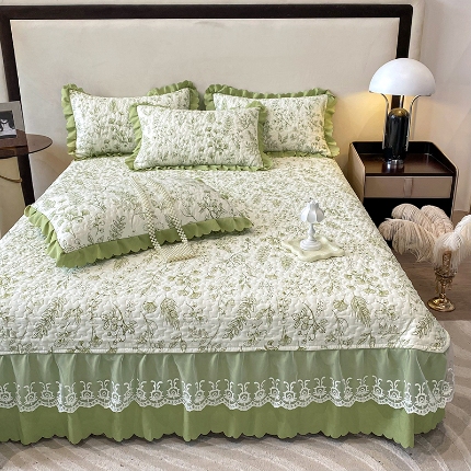 91家纺网 家纺一手货源 找家纺 2024苏米娜A类母婴级双层纱棉麻单床盖三件套小竺棉泡泡棉泡泡纱单床盖三件套纯棉全棉水洗棉床盖三件套