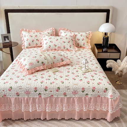 91家纺网 家纺一手货源 找家纺 2024苏米娜A类母婴级双层纱棉麻单床盖三件套小竺棉泡泡棉泡泡纱单床盖三件套纯棉全棉水洗棉床盖三件套