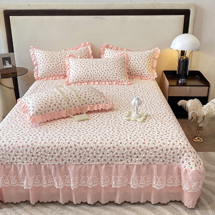 91家纺网 家纺一手货源 找家纺 2024苏米娜A类母婴级双层纱棉麻单床盖三件套小竺棉泡泡棉泡泡纱单床盖三件套纯棉全棉水洗棉床盖三件套