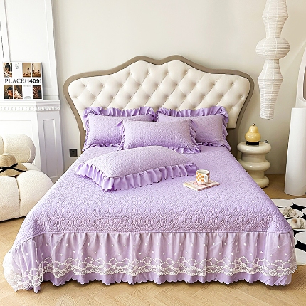 91家纺网 家纺一手货源 找家纺 2024苏米娜A类母婴级双层纱棉麻单床盖三件套小竺棉泡泡棉泡泡纱单床盖三件套纯棉全棉水洗棉床盖三件套