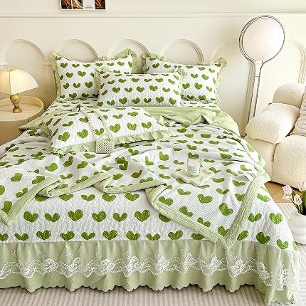 91家纺网 家纺一手货源 找家纺 （总）漫布云A类母婴级双层纱棉麻蕾丝床盖款夏被四件套小竺棉泡泡纱泡泡棉纯棉全棉磨毛水洗棉凉感丝床盖款夏被四件套