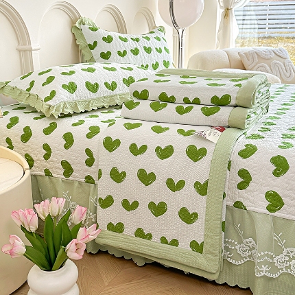 91家纺网 家纺一手货源 找家纺 苏米娜A类母婴级双层纱棉麻蕾丝床盖款夏被四件套小竺棉泡泡纱泡泡棉纯棉全棉磨毛水洗棉凉感丝床盖款夏被四件套