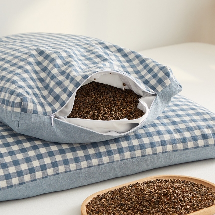 91家纺网 家纺一手货源 找家纺 （总）乐可 2024新款水洗棉荞麦双拼枕 枕头枕芯