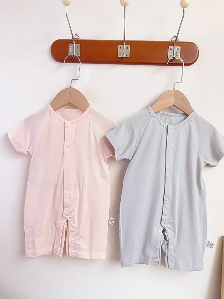 91家纺网 家纺一手货源 找家纺 （总） 新品！【丝滑凉感0束缚】新生儿衣服婴儿宝宝春夏季连体衣a类冰川棉夏季爬爬服