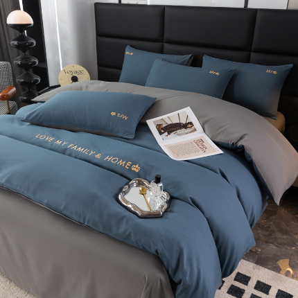 91家纺网 家纺一手货源 找家纺 （总）金牛枕芯 2024新款磨毛亲肤小清新刺绣四件套纯色直播电商