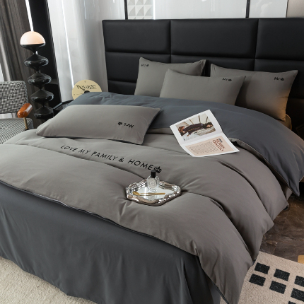 91家纺网 家纺一手货源 找家纺 （总）金牛枕芯 2024新款磨毛亲肤小清新刺绣四件套纯色直播电商