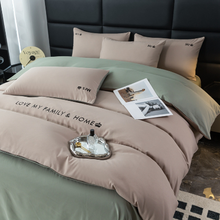 91家纺网 家纺一手货源 找家纺 （总）金牛枕芯 2024新款磨毛亲肤小清新刺绣四件套纯色直播电商