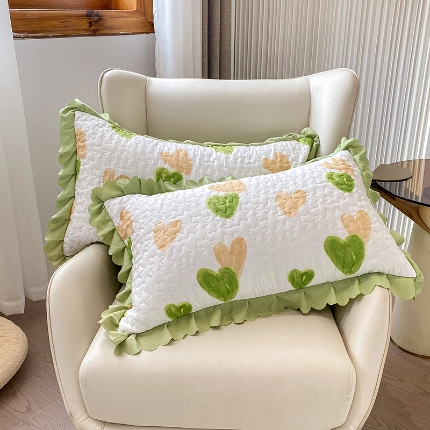 91家纺网 家纺一手货源 找家纺 2025春夏新品A类母婴级双层纱棉麻花边夹棉枕套一对泡泡纱泡泡棉小竺棉纯棉全棉磨毛水洗棉花边枕套一对