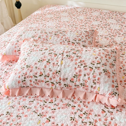 91家纺网 家纺一手货源 找家纺 2025春夏新品A类母婴级双层纱棉麻花边夹棉枕套一对泡泡纱泡泡棉小竺棉纯棉全棉磨毛水洗棉花边枕套一对