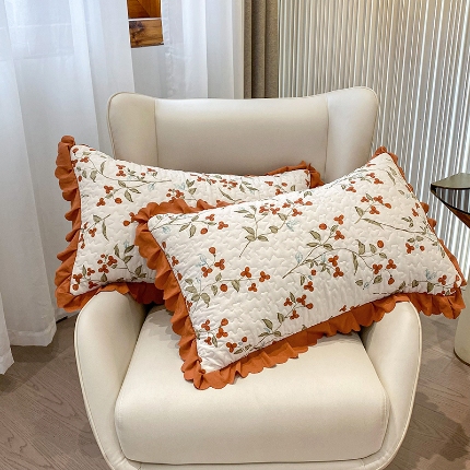 91家纺网 家纺一手货源 找家纺 2025春夏新品A类母婴级双层纱棉麻花边夹棉枕套一对泡泡纱泡泡棉小竺棉纯棉全棉磨毛水洗棉花边枕套一对