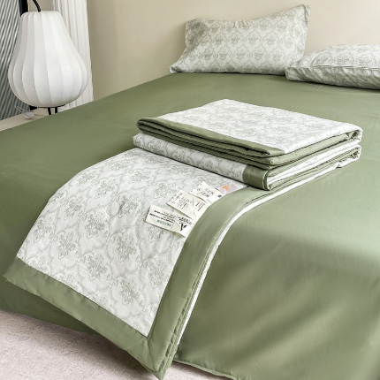 91家纺网 家纺一手货源 找家纺 （总）一加一 2025新款全棉三层纱提花大豆夏被