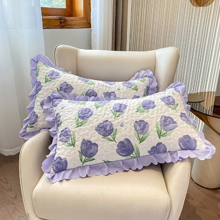 91家纺网 家纺一手货源 找家纺 （总）2025春夏新品A类母婴级双层纱棉麻花边夹棉枕套一对泡泡纱泡泡棉小竺棉纯棉全棉磨毛水洗棉花边枕套一对