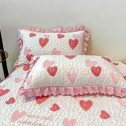 91家纺网 家纺一手货源 找家纺 （总）2025春夏新品A类母婴级双层纱棉麻花边夹棉枕套一对泡泡纱泡泡棉小竺棉纯棉全棉磨毛水洗棉花边枕套一对