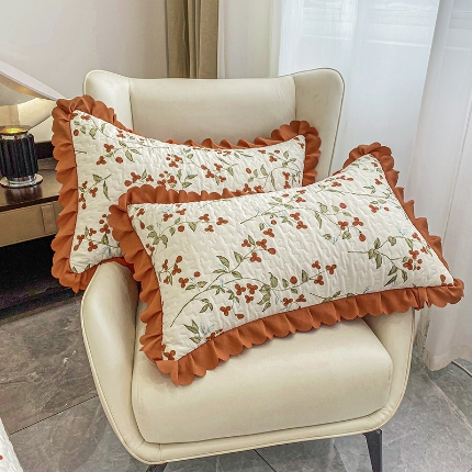 91家纺网 家纺一手货源 找家纺 （总）2025春夏新品A类母婴级双层纱棉麻花边夹棉枕套一对泡泡纱泡泡棉小竺棉纯棉全棉磨毛水洗棉花边枕套一对