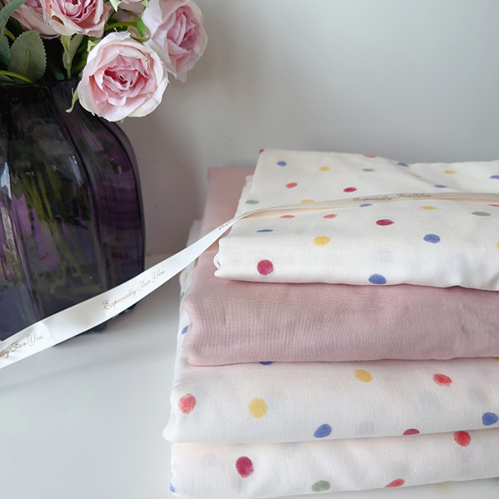 91家纺网 家纺一手货源 找家纺 麦伦家居 2024春夏新品全棉有氧双层纱印花系列四件套（叠拍图）彩啵啵