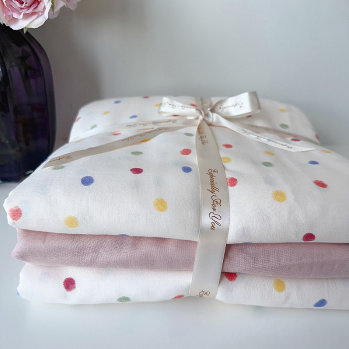 91家纺网 家纺一手货源 找家纺 麦伦家居 2024春夏新品全棉有氧双层纱印花系列四件套（叠拍图）彩啵啵