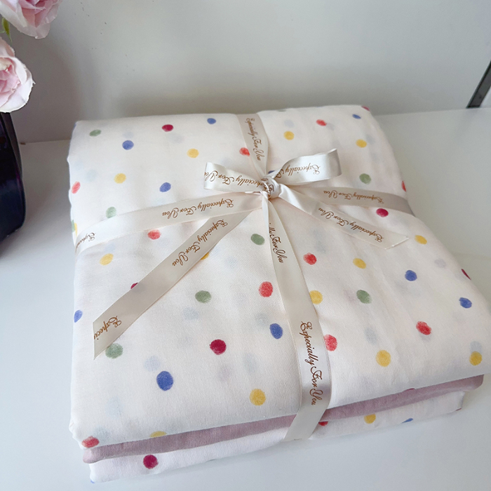 91家纺网 家纺一手货源 找家纺 麦伦家居 2024春夏新品全棉有氧双层纱印花系列四件套（叠拍图）彩啵啵