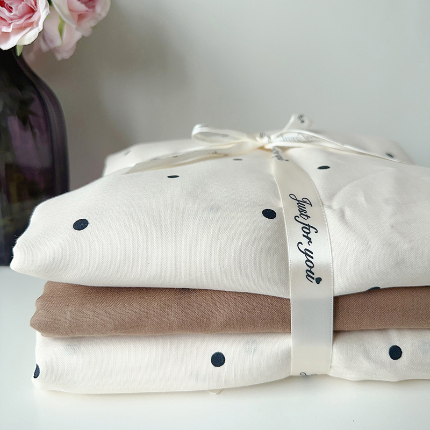 麦伦家居 2024春夏新品全棉有氧双层纱印花系列四件套（叠拍图）黑波波