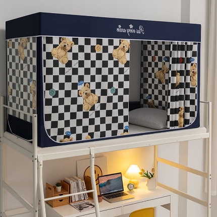 91家纺网 家纺一手货源 找家纺 学生宿舍蚊帐一体上下铺蚊帐遮光防尘床帘0.9米三开门拉链蚊帐