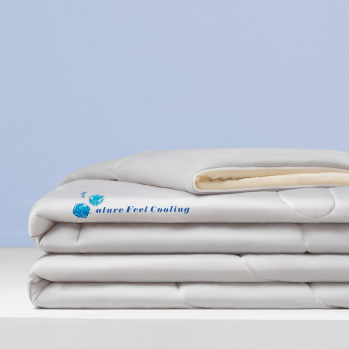 91家纺网 家纺一手货源 找家纺 荔禾家居 2024新款A类氨纶凉感丝冰感夏被 冰感灰