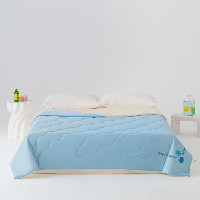 91家纺网 家纺一手货源 找家纺 荔禾家居 2024新款A类氨纶凉感丝冰感夏被 冰感蓝