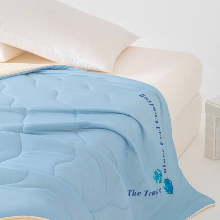 91家纺网 家纺一手货源 找家纺 荔禾家居 2024新款A类氨纶凉感丝冰感夏被 冰感蓝