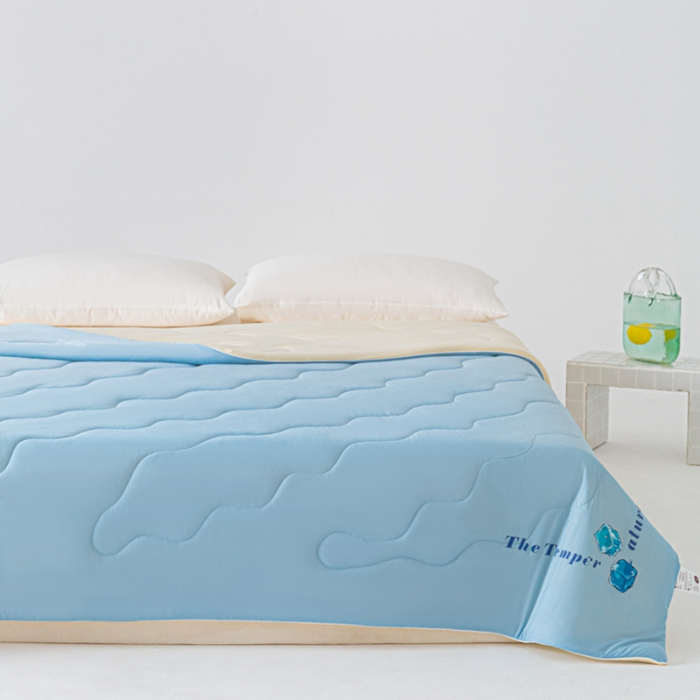 91家纺网 家纺一手货源 找家纺 荔禾家居 2024新款A类氨纶凉感丝冰感夏被 冰感蓝