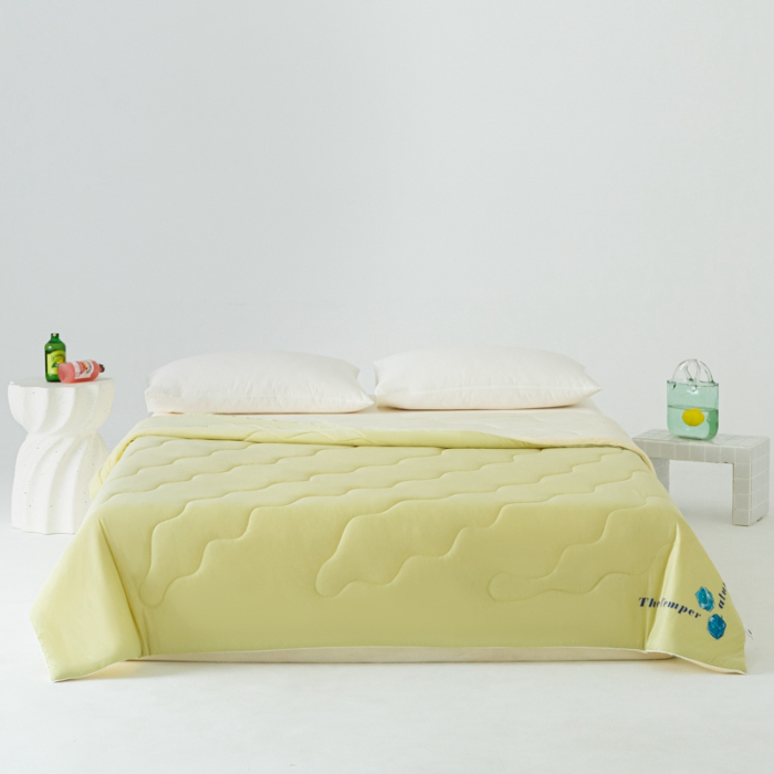 91家纺网 家纺一手货源 找家纺 荔禾家居 2024新款A类氨纶凉感丝冰感夏被 冰感绿