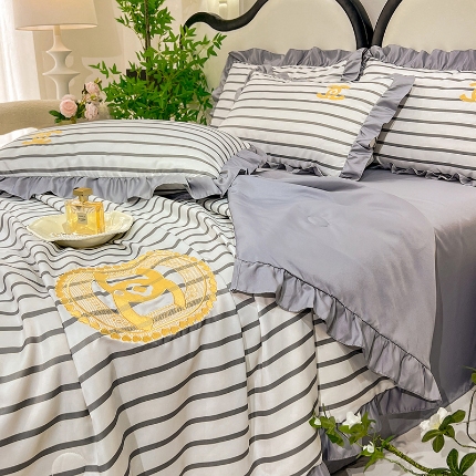 91家纺网 家纺一手货源 找家纺 （总）经年2025年新款 水洗真丝冰丝天丝韩版夏被四件套直播爆款浅夏系列