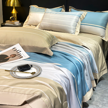 91家纺网 家纺一手货源 找家纺 佳品居 2024新款莱塞尔天丝印花夏被四件套 简约生活