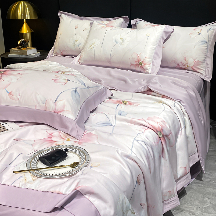 91家纺网 家纺一手货源 找家纺 （总）佳品居 2024新款莱塞尔天丝印花夏被四件套