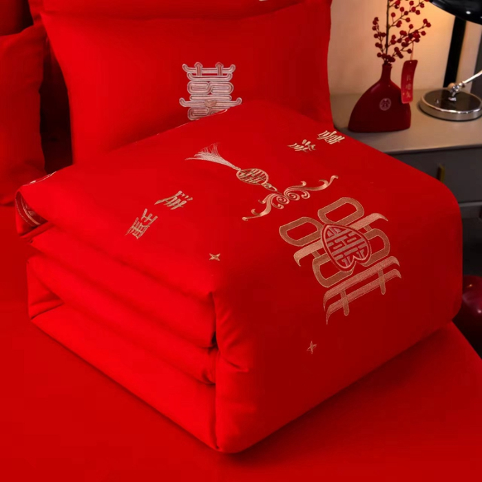 91家纺网 家纺一手货源 找家纺 （总）美伦美 2024新款全棉婚庆刺绣手工订花被芯冬被春秋冬被夏被 《专版》