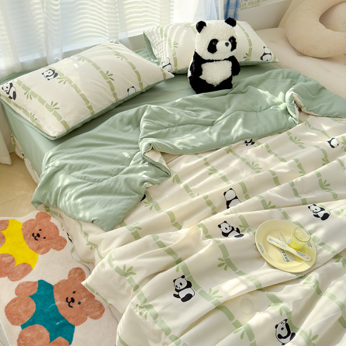 91家纺网 家纺一手货源 找家纺 （总）慕尚家纺 2025新款亲肤泡泡棉卡通印花夏被单品夏被四件套