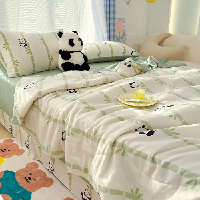 91家纺网 家纺一手货源 找家纺 （总）慕尚家纺 2025新款亲肤泡泡棉卡通印花夏被单品夏被四件套