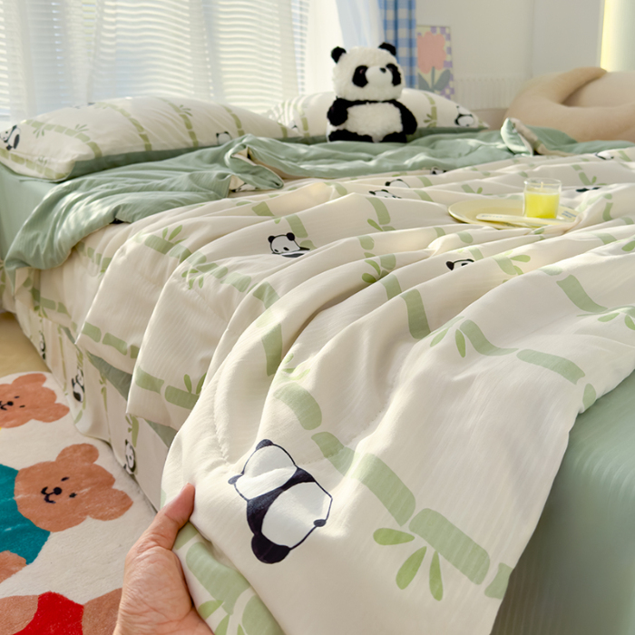 91家纺网 家纺一手货源 找家纺 （总）慕尚家纺 2025新款亲肤泡泡棉卡通印花夏被单品夏被四件套