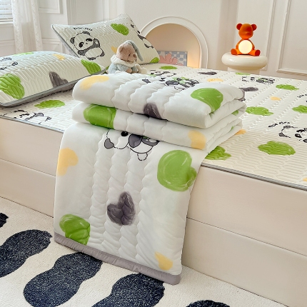 91家纺网 家纺一手货源 找家纺 （总）福来临 2025新款印花+纯色凉感丝含胶凉席夏被三件套四件套