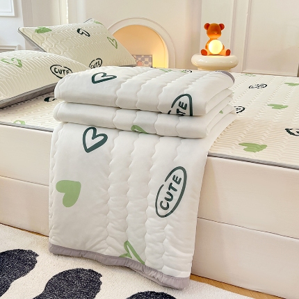 91家纺网 家纺一手货源 找家纺 （总）福来临 2025新款印花+纯色凉感丝含胶凉席夏被三件套四件套