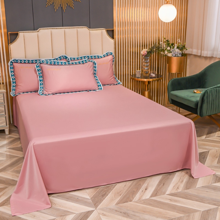 91家纺网 家纺一手货源 找家纺 （总）2025宽边数码印花水洗真丝绣花四件套 轻奢刺绣冰丝天丝套件