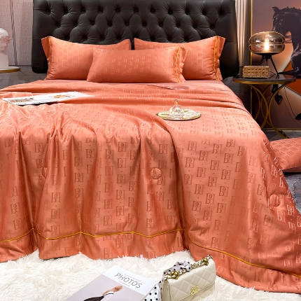 91家纺网 家纺一手货源 找家纺 （总）经年2025 新款 60S贡缎提花水洗真丝冰丝天丝大豆夏被四件套直播爆款