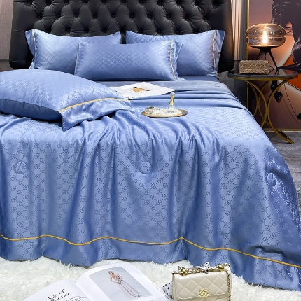 91家纺网 家纺一手货源 找家纺 （总）经年2025 新款 60S贡缎提花水洗真丝冰丝天丝大豆夏被四件套直播爆款