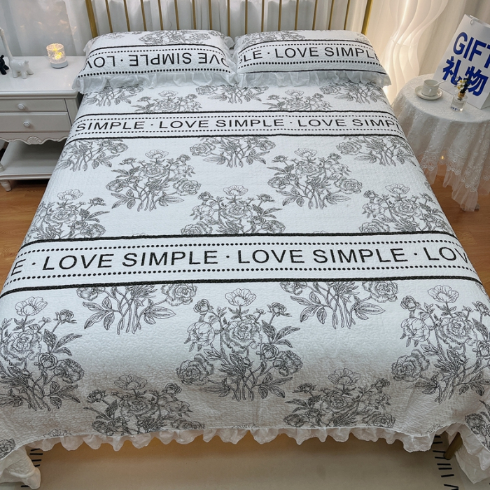 91家纺网 家纺一手货源 找家纺 暖居 2024新款直播全棉夹棉床盖夏被三件套夏凉被 晨暮间