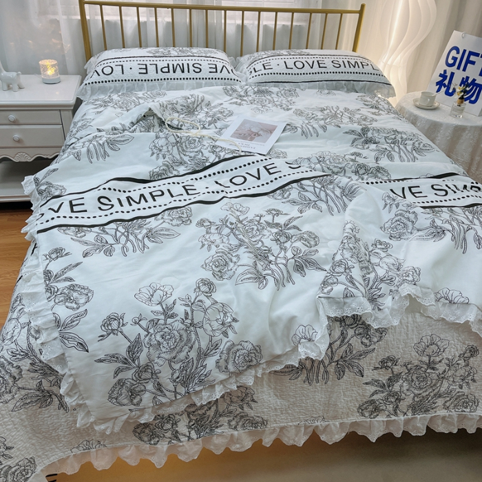 91家纺网 家纺一手货源 找家纺 暖居 2024新款直播全棉夹棉床盖夏被三件套夏凉被 晨暮间