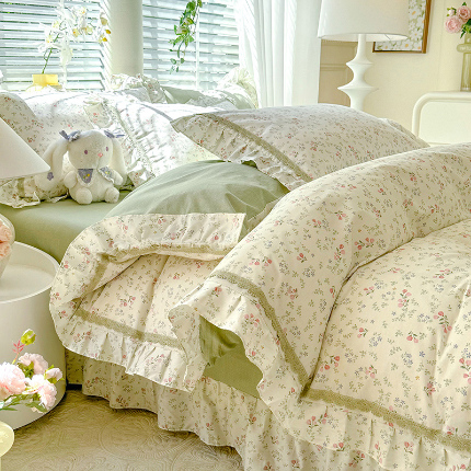 91家纺网 家纺一手货源 找家纺 艾唯希家纺 2024新款全棉法式花边四件套 南岛乐园